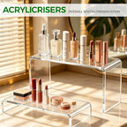 4-Pack Clear Acrylic Risers for Display – Tiered Rectangular Display Riser Shelves for Perfume, Figures & Jewelry, 4 Graduated Sizes up to 9.05"x2.95"x5.11", 5mm Thick Shelf Riser