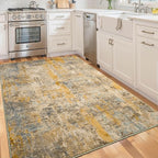 Area Rug 4x6 Beige Rug Washable Boho Rugs Non Slip Low Pile Abstract Small - Image 4