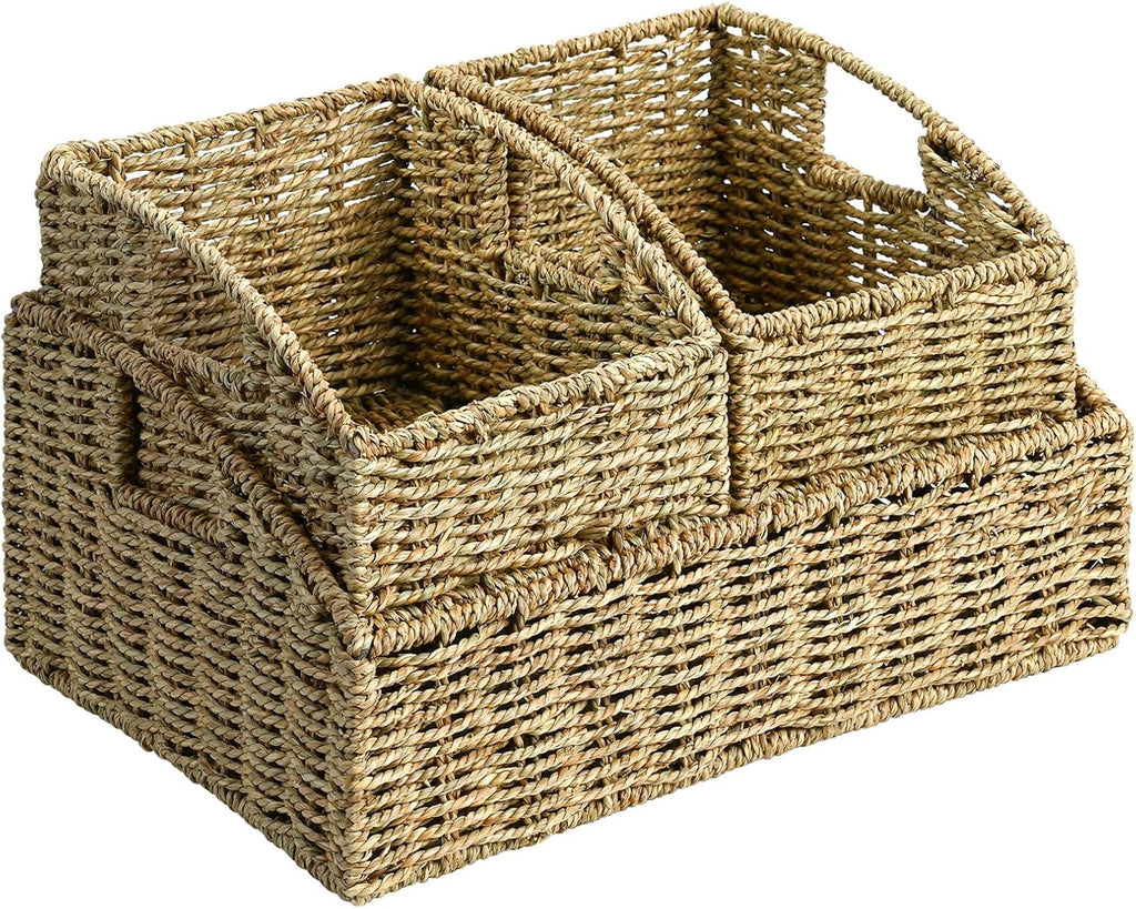 Pantry Baskets Organization, Wicker Storage Basket Green