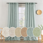MIULEE Sea Green Linen Curtains 96 Inch Long by MIULEE