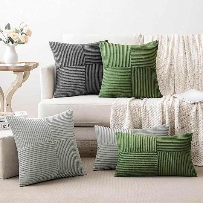 MIULEE Moss Green Decorative Euro Sham Pillow Covers 24x24 Inch - Image 5