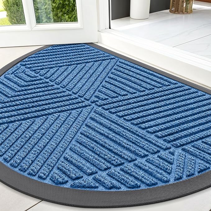 Smiry Half Circle Front Door Mat Outside Entrance, Heavy Duty Sturdy Natural by Smiry
