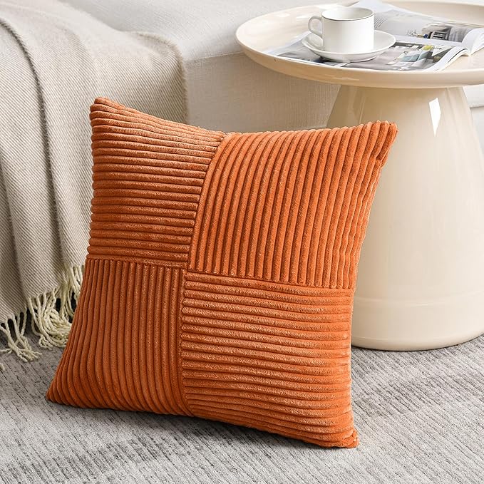 Fancy Homi 2 Packs Burnt Orange Decorative Throw Pillow Covers 22x22 Inch - Image 2