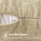 MIULEE Pack of 2 Beige Throw Pillow Covers 20x20 Inch Soft Chenille Pillow - Image 3