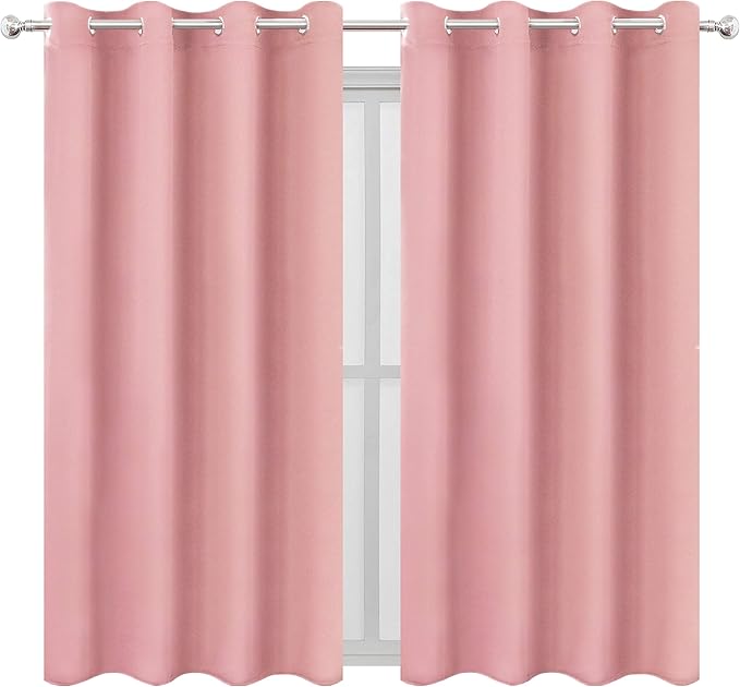 LEMOMO Blackout Curtains 52 x 63 inch/Pink Curtains Set of 2 Panels/Thermal - Image 2