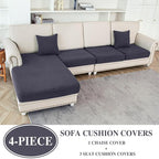 Couch Cushion Covers for Sectional Sofa L Shape Washable Separate Seat Chaise - Image 2