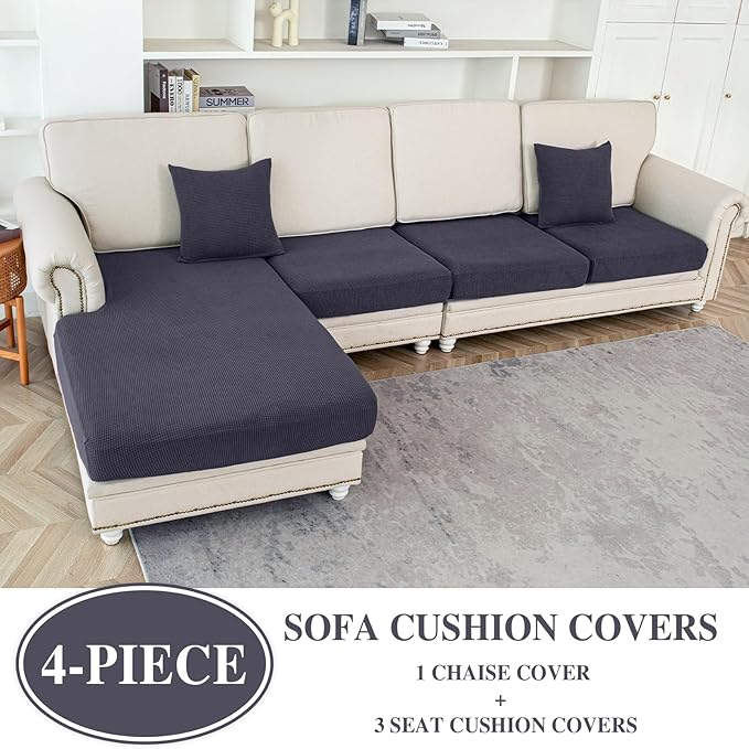 Couch Cushion Covers for Sectional Sofa L Shape Washable Separate Seat Chaise - Image 2