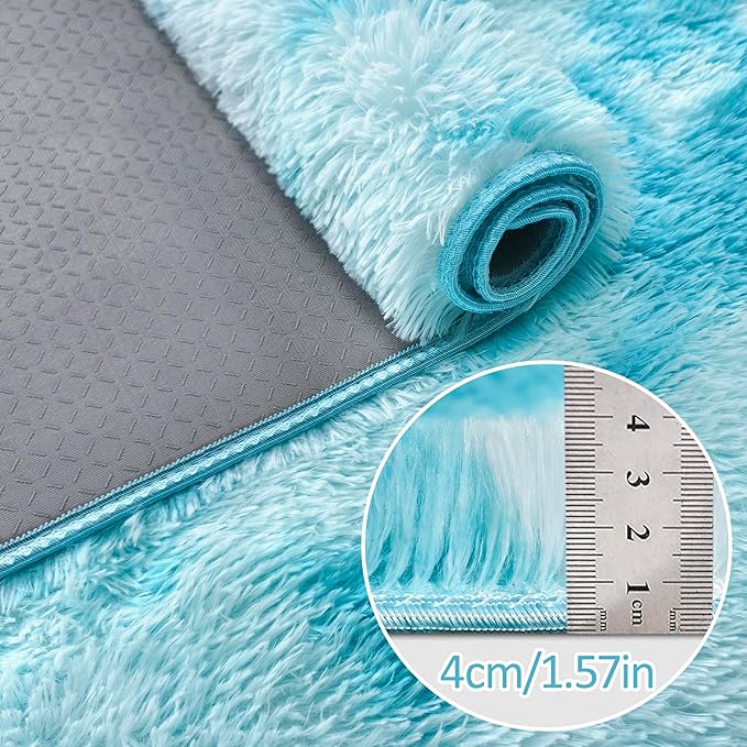 Tie-Dyed Sky Blue 2x8 Machine Washable Runner Rugs - Image 5