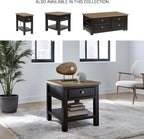 Signature Design by Ashley Drazmine Casual End Table with 1 Lower Shelf, Light Brown & Black