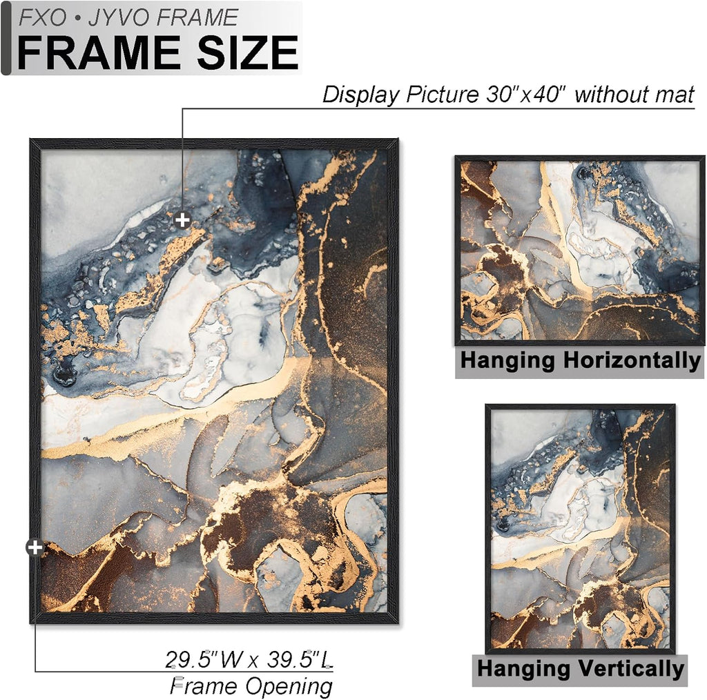 Fxojyvo 30x40 Picture Frame Black Engineered Wood Wall Hanging