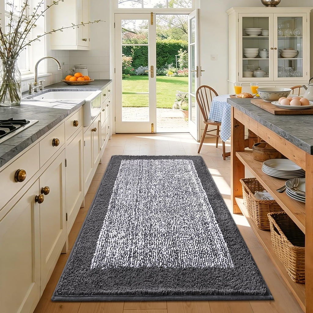 48x32 Large Bathroom Rugs Non Slip Washable, Soft Absorbent Bath Mat Grey