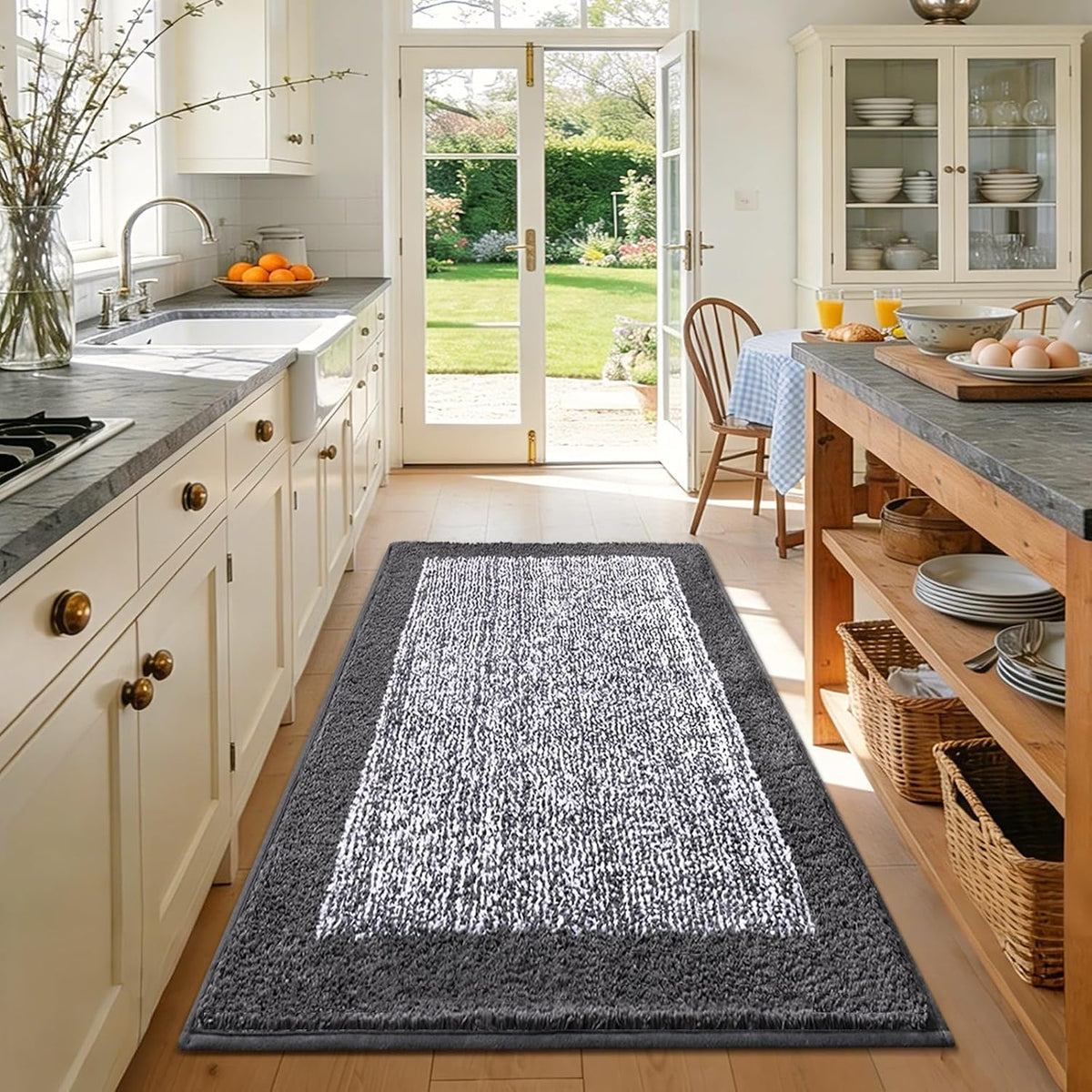 48x32 Large Bathroom Rugs Non Slip Washable, Soft Absorbent Bath Mat Grey