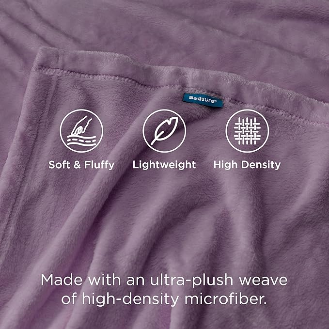 Bedsure GentleSoft Fleece Bed Blankets Queen Size Fog Purple - Image 4
