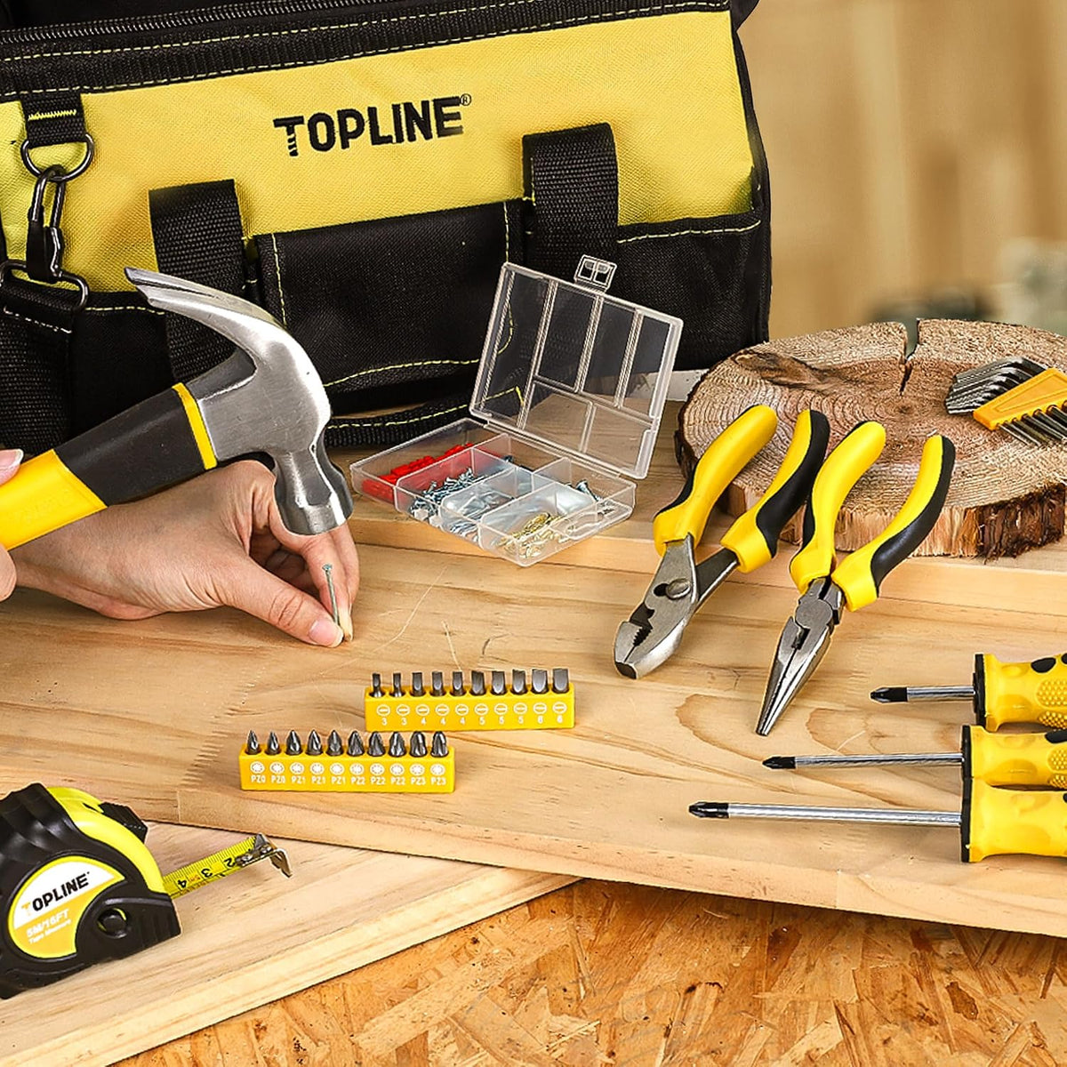 TOPLINE 390-Piece Home Tool Kits, 14-Inch Tool Bag with Tools Included