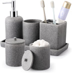 XLHOMO Resin Beige Bathroom Set, 6 Pcs Bath Decor and Accessories Sets