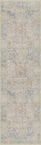 Hazo Haus Non Slip Beige Blue Hallway Runner Rug - Image 2