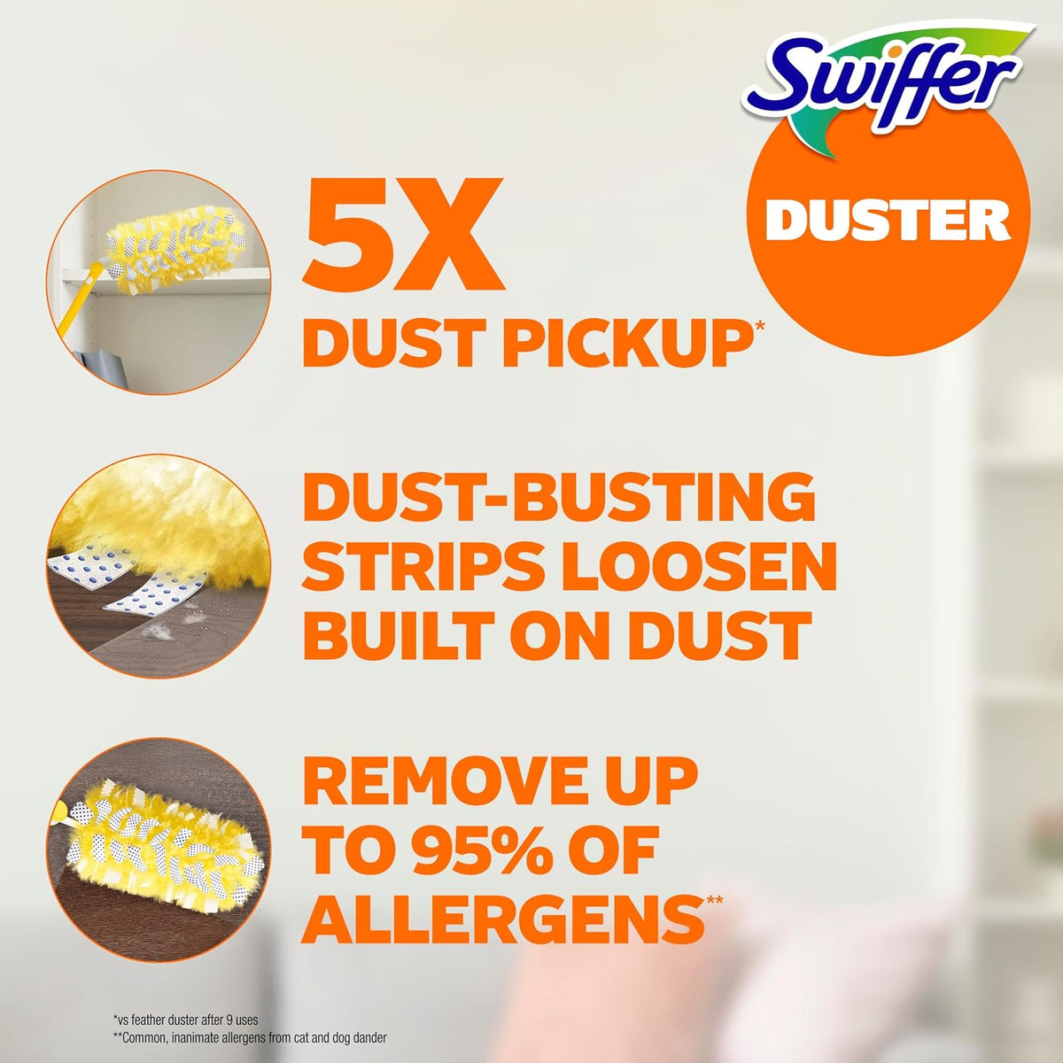 Swiffer Duster Kit with 3 ft Extendable Handle, Dusters for Cleaning, Set Includes 1 Extension Pole and 12 Heavy Duty Dusting Refills Dust Cleaner, Long Extended Wand for Ceiling Fans and Walls