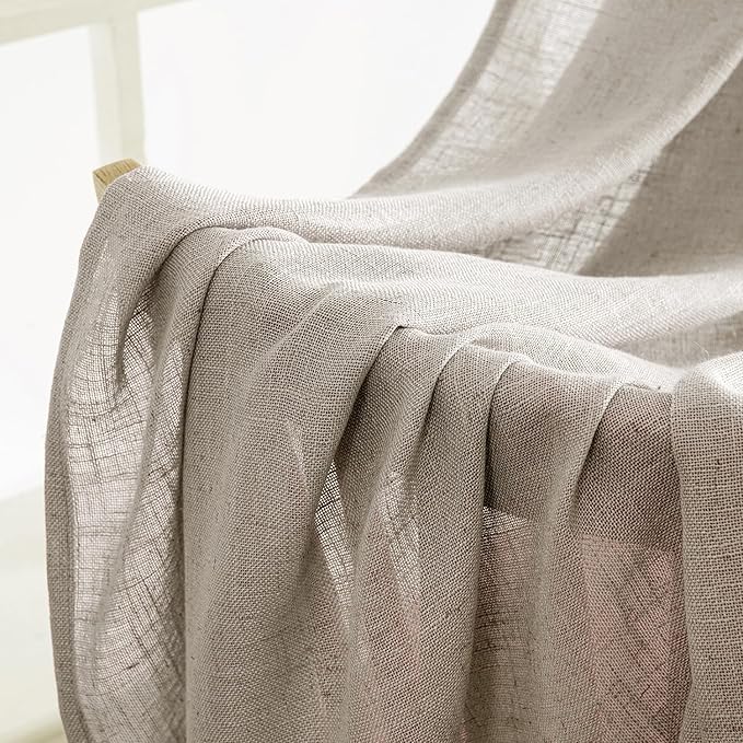 MIULEE Burlywood Birch Linen Curtains 45 Inch Length 2 Panels - Image 6