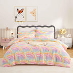 SDY 3PCS Mermaid Comforter, Soft Rainbow Comforter Queen, Bed in A Bag Queen Microfiber Bedding Set for Kids, Toddler, Girls, Boys Includes 1Comforter,2Pillowcases