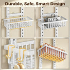 9 Tier Narrow Over The Door Pantry Organizer, 2 in 1 Wall Mount or Hanging Spice Rack with Adjustable Deep Basket, Heavy-Duty Seasoning Organizer and Storage for Kitchen Closet Bathroom (White)