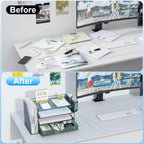 gianotter 4-Tier Desk Organizer with Drawers, File Holders, Letter Trays and Pen Holders - Workspace Accessories for Office Supplies (Green)