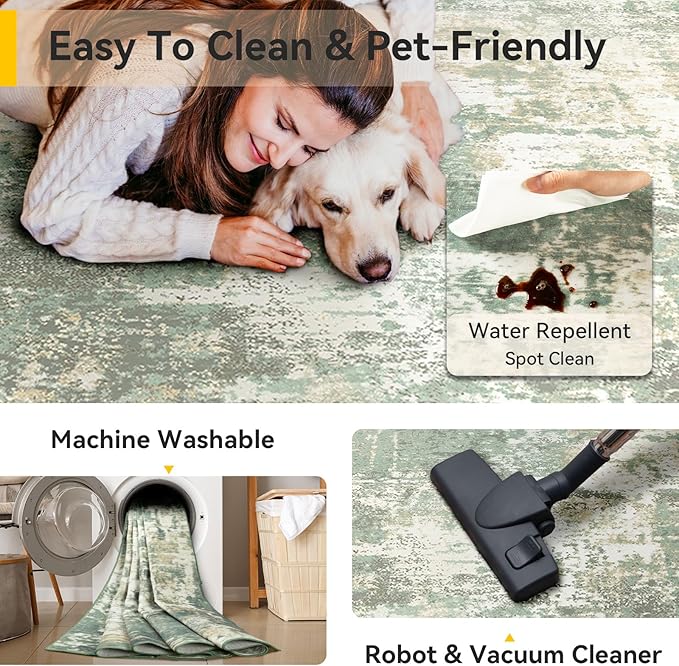 Washable Area Rugs 2'x3' Non-Slip Modern Abstract Soft - Image 4