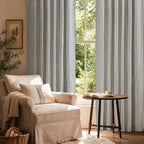 jinchan Linen Blackout Curtains Back Tab 84 Inch 2 Panels Striped Blue