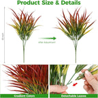 16 Pcs Artificial Plants Outdoor Fake Grass Fall Stems, Red