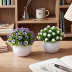 6 Pack Small Artificial Flowers in Pots, Realistic Faux Fake Potted Plants