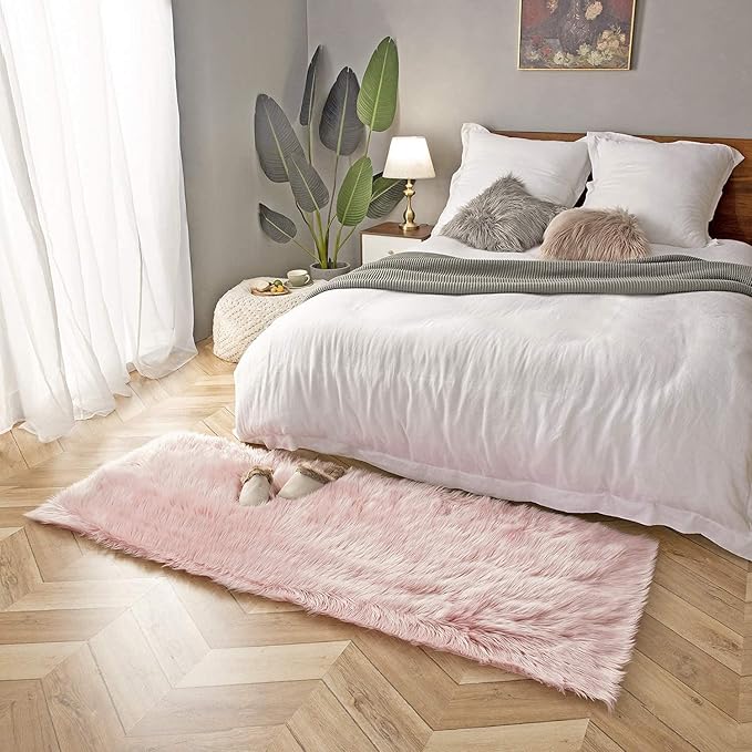 Ashler faux fur rug, Fluffy Shaggy Area Rug Ultra Soft 2.2 x 6 Feet Rectangle by AshlerHomeDeco
