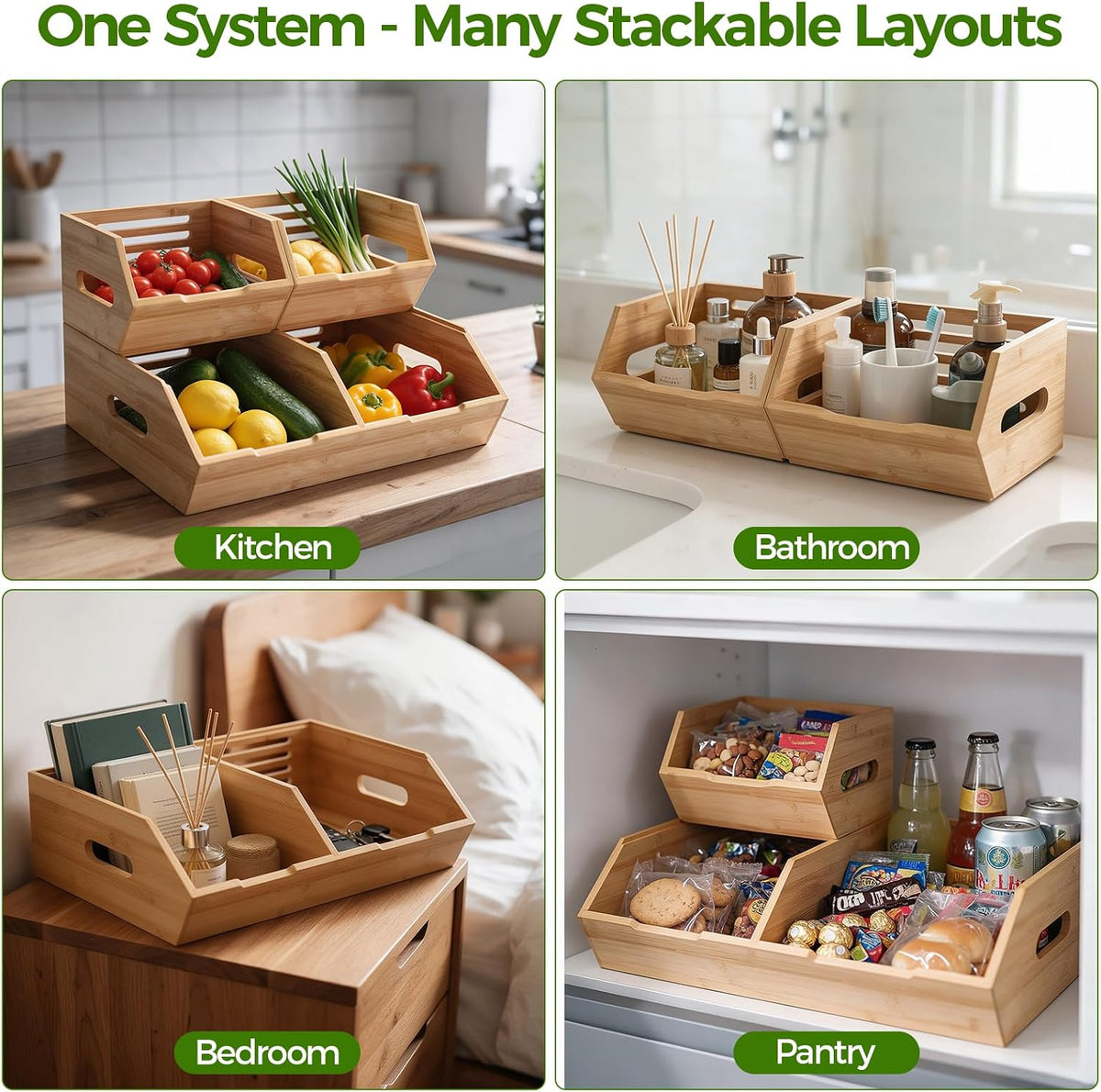 Extra Large Bamboo Pantry Storage Bins-Potato and Onion Food Storage Bin