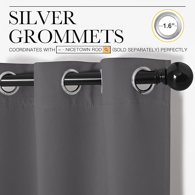NICETOWN Bedroom Curtains Blackout Drapery Panels, Three Pass Microfiber - Image 3