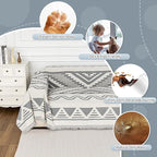 MYSKY HOME Sectional Couch Cover Grey Boho Geometric Sofa Covers - Image 4