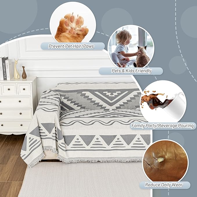 MYSKY HOME Couch Cover for Sectional Sofa Set for Dog Cat Pets Couch Cover 3 - Image 4
