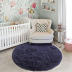 Purple Gray Round Rugs 5Ft for Bedroom Decor Aesthetic, Fluffy Fuzzy Circle - Image 5