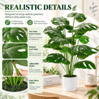 Der Rose 28" Fake Plants, Artificial Monstera Plants Indoor in White Pot