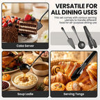 12-Piece Black Serving Utensils Set, Serving Spoons for Buffet