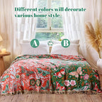 MSGKV Boho Throw Blanket for Bed 60"x80" Butterfly Floral 100% Cotton Couch - Image 4