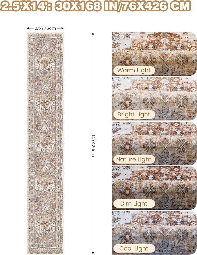 Washable Runner Rug 2.5x14, Non-Slip Long Kitchen Mats - Image 2