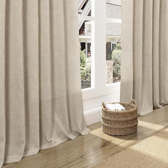 Taupe Burlywood Linen Curtains 132 Inch Length - Image 5