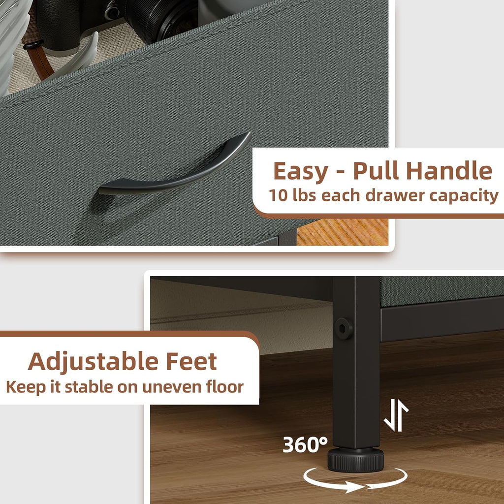 Somdot Tall Dresser for Bedroom, 5 Drawer Storage Cabinet, Charcoal Grey