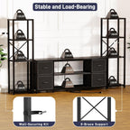 LED TV Stand Entertainment Center Bookshelf Combo with Charging Station