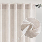 MIULEE White Linen Curtains 120 Inches Long by MIULEE