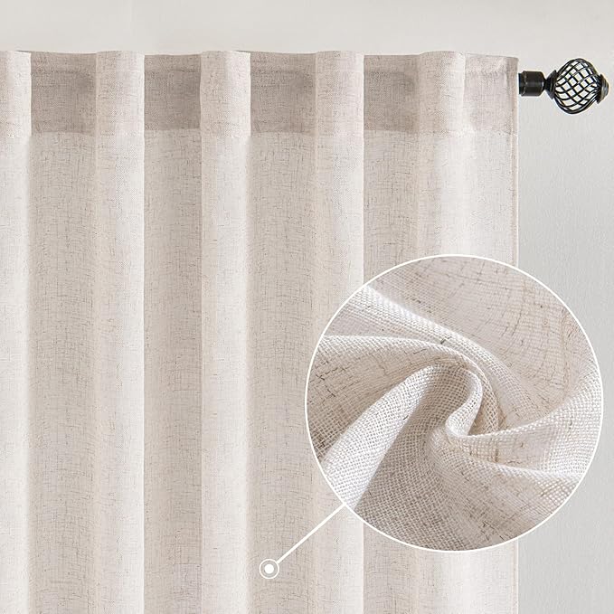MIULEE White Linen Curtains 84 Inch Length by MIULEE