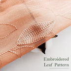 HOMEIDEAS Fall Burnt Orange Sheer Curtains Floral Leaf Embroidered, 52x63