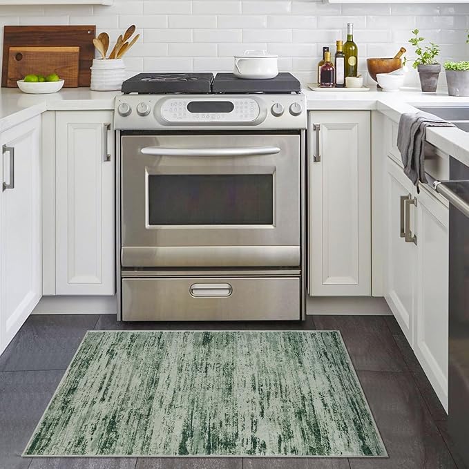 Lansny Modern Abstract Entryway Rug Indoor 2x3 Washable Rug Non-Slip Soft Small - Image 2