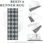 Beeiva Checkered Print Hallway Rug 2x6, Ultra Thin Kitchen Rug Runner Non Slip Washable Carpet Runners for Hallway 6ft, Modern Diamond Stain Resistant Floor Carpet for Bathroom Bedroom Entryway