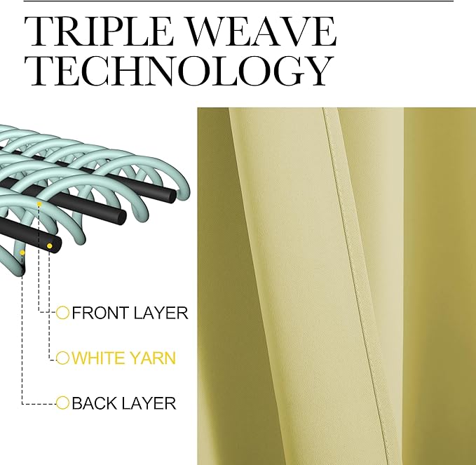 NICETOWN Paler Yellow Blackout Curtains 63 inches Long - Image 3
