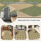 Lahome Colette Checkered Green Runner Rug, 2x8 Carpet Runners - Image 5