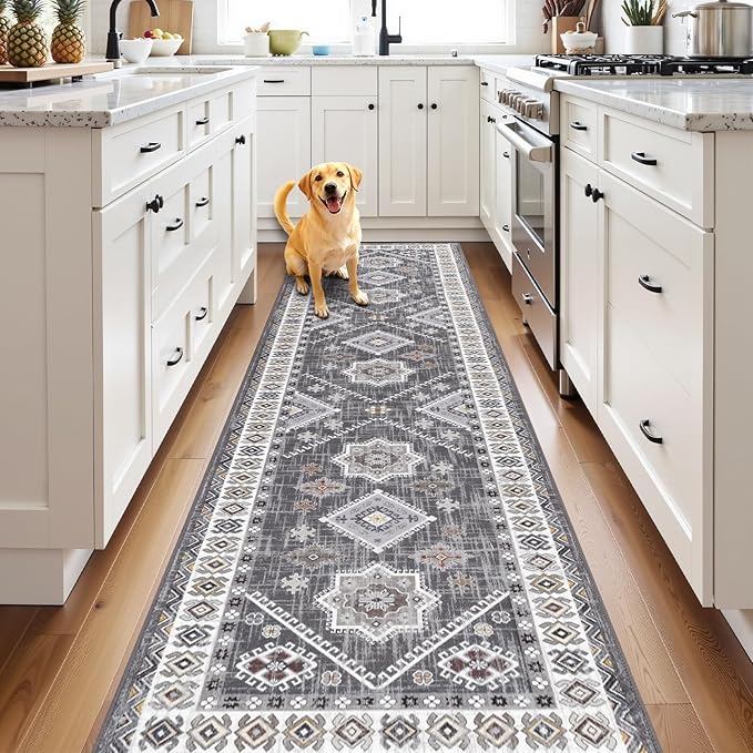 HEBE Washable Kitchen Rugs Runner 2'x 8', Non Slip Hallway Runner Rug, Low Pile by HEBE
